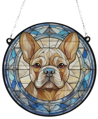 French Bulldog Tan Stained Glass Effect Suncatcher Gift for Dog Lovers - 13cm