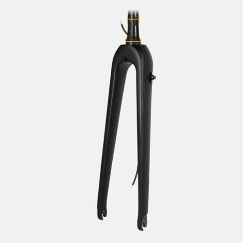 Forcelle Rigide per Bici da Strada Gravel 700C Forcella Bici in Fibra di Carbonio 1-1/2'' Coniche Forcelle Anteriori Bici A Sgancio Rapido 9 * 100mm Freno A Disco(Black)