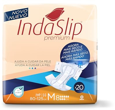 INDASLIP Pañales para adultos Talla media (M8), 20 unidades
