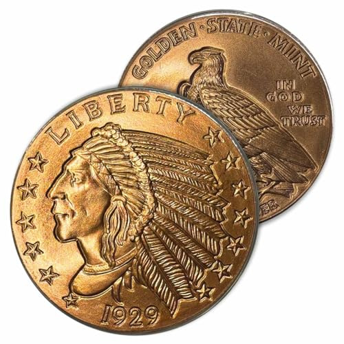 Katy Craig Großer, 142 g Incuse Indian .999 feines Kupfer, rund, mit Kapsel, Größe XL (64 mm), groß