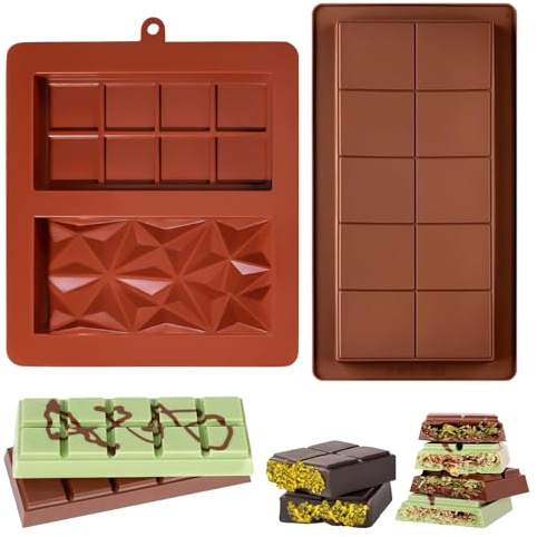 Silicone Chocolate Bar Moulds,2 PCS Deep Chocolate Bar Moulds,BPA-Free,Candy Molds Silicone,Big and Thick,Reusable DIY Baking Molds