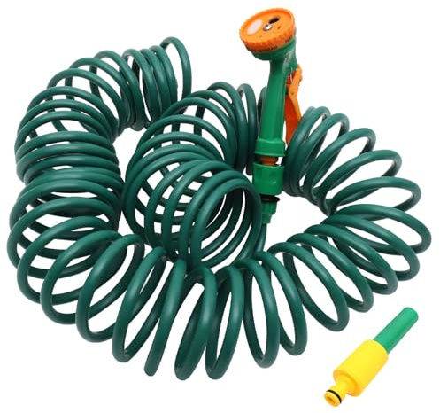 iplusmile Tubo Da Giardino Estensibile 10m Per Irrigazione e Pulizia Auto, Tubo Flessibile Retrattile Resistente Attacco Antigroviglio Per Irrigazione Prato e Piante Esterne