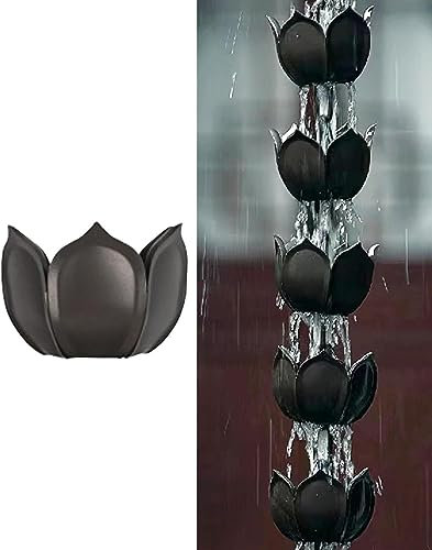 KJoBDwz Dekorative Regenketten Schwarze Regenrinnenketten, Gießbecher, Lotus-Regenkette, Wasserfall, japanische Hofdach-Regenketten-Dekoration(1.5m/5ft)