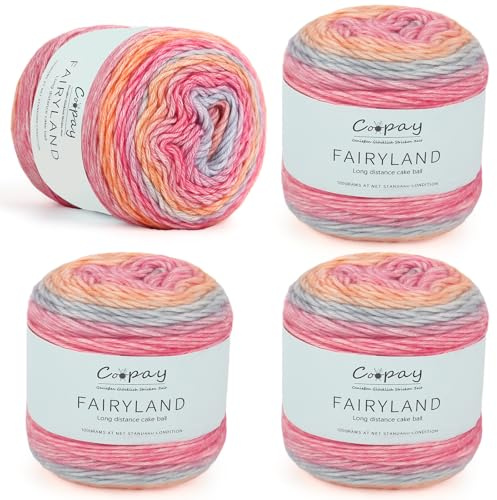 Coopay Farbverlaufsgarn, 4x100g Farbverlaufs Wolle zum Häkeln, Mehrfarbiges Gradient Häkelgarn, Schön Farbverlaufswolle Super Weich Häkelgarn, Wolle zum Stricken Elegante Pullover Hüte - Rot Lila