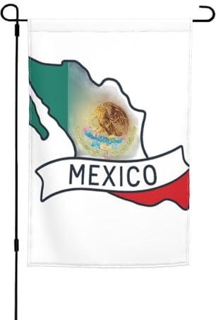 Drapeau de jardin floral imprimé de la carte du Mexique 30,5 x 45,7 cm pour toutes les saisons - Décoration extérieure épaisse pour pelouse