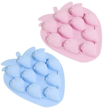 HDGSAFD 2 Moldes para Cubitos De Hielo De Fresa, Moldes De Fresa De Silicona, Moldes para Hornear con Forma De Fruta, Adecuados para Hacer Galletas, Chocolate Y Galletas.