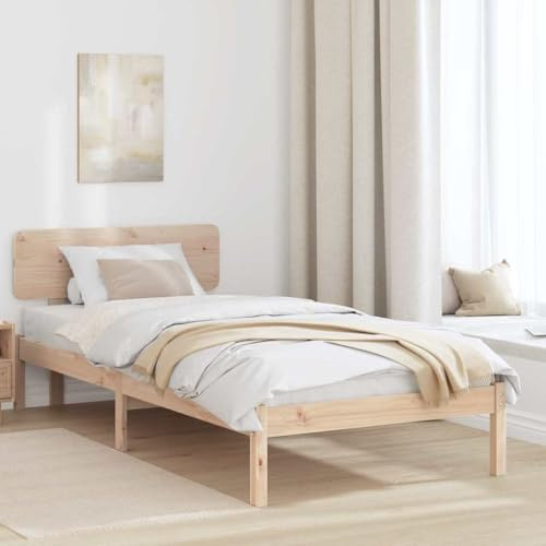 Qnhdfrt Solid Pine Wood Platform Bed Frame 90x190cm with Headboard | Features built-in under-bed storage and a minimalist design, ideal for single bedrooms and guest rooms.