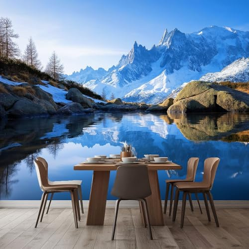 Fotomurales 3D Paisaje Montañoso De Los Alpes 250x175 cm Papel Pintado Fotográfico, Decoración De la Pared Murales para Salón, Dormitorio, Habitación para Niños, Pared de TV