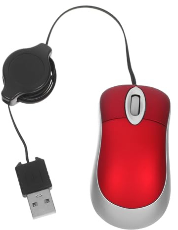 HOMSFOU Mini Mouse USB Telescopico Ottico Retrattile 1000 Dpi per Computer e Notebook Compatibile Win98/7/2000/Me/Xp/Vista Design Ergonomico Comodi Rosso