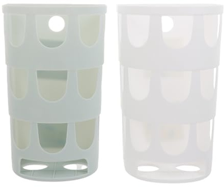 TOGEVAL Lot de 2 Paniers Mangeoires pour Lapins et Cochons d'Inde, Support Fixe Anti-gaspillage en Polypropylène, Petit Format Bleu et Blanc, Grosse Capacité, Étagère Adaptée pour Cage,