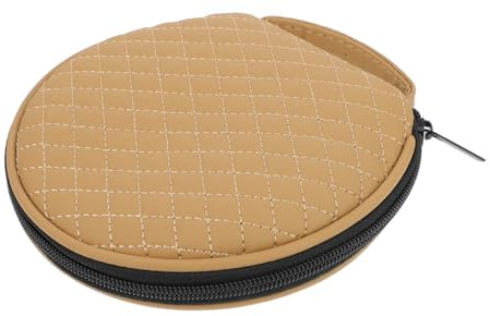 MAGICLULU Borsa Porta CD Ricamata a Quadri Beige Zip, Custodia per CD Auto e Casa, Leggera Maniglia e Protezione Dischi, Organizer Tascabile per Conservazione e Trasporto
