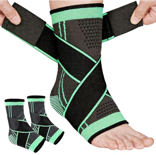 Xylota 1 par ankelband, justerbart ankelbandage för plantar fasciit och hälsenan, professionell ankelbandage, bandage fotled unisex (grön för EU-skostorlekar 35–37) (35–37) (35–37)