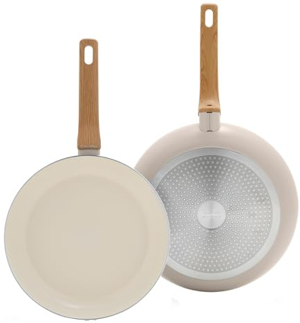 GreenPan Essence - Set di 2 padelle antiaderenti in ceramica da 26 cm e 30 cm, senza PFAS, colore: bianco panna, adatte a tutti i piani cottura