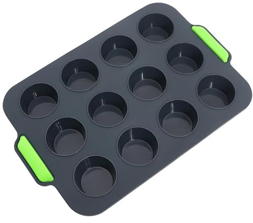 JEWEDECO Stampo per Muffin in Silicone Resistente e Facile da Pulire 12 Cavità e Cottura di Crostatine e Cupcake per Dolci e Torte per Uso Domestico