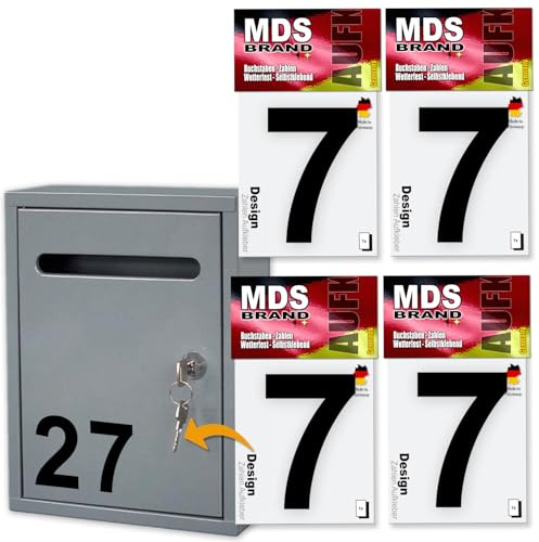 MDS Brand Design 10cm Zahlen Aufkleber | Selbstklebende Klebezahlen für Briefkasten, Mülltonne, Hausnummer Aufkleber für Außen & Innen Schwarz (7)