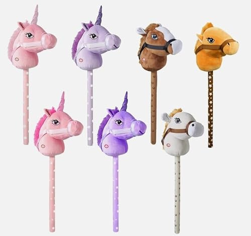 Unibos Kids | Hobby Horse or Unicorn with Galloping & Neighing Sounds | Soft Handle, Holding Strap, Toy Horse Plush Assorted Children Toy