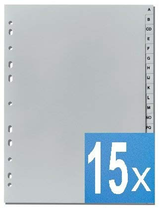 5-Star Buchstabenregister A-Z DIN A4, volle Höhe, grau (15)