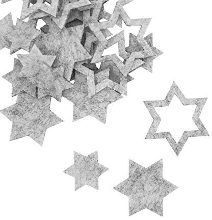 Oblique Unique® 24 Filz Sterne Weihnachtsdeko Tischdeko Weihnachten Deko 3 Motive - Farbe wählbar (Weissgrau)