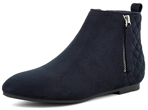 MaxMuxun Femmes Bottes Conception Décontractée Confortable Élégante Les Plat Bottes de Cheville Taille 40 EU Motif Bleu