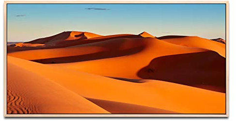 Sand Dünen ca. 130x70cm Wandbild inklusive Schattenfugenrahmen naturfarbend - Panorama Leinwand Bild XXL Format Wandbilder Wohnzimmer Wohnung Deko Kunstdrucke