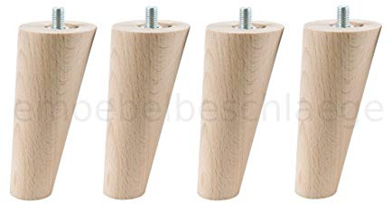 Unbekannt 4X Sofafüße Holzfüße Möbelfüße Beine aus Buche, mit Zubehör L. 10-45 cm Schräg (Schräg Länge 10cm)