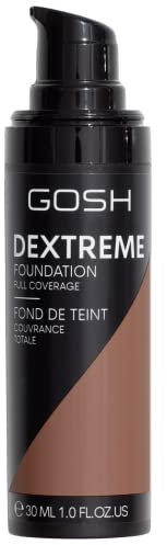 GOSH Dextreme Full Coverage Foundation 30ml I flüssiges, feuchtigkeitsspendendes Make-up für makellosen Teint I veganes Gesichts-Makeup mit hoher Deckkraft I Pickel & Augenringe abdecken I 008 Golden