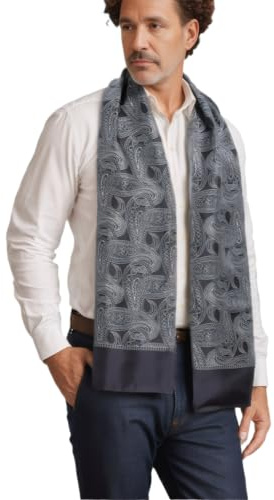 Prettystern 2-lagiger Herren Seidenschal – klassisch & elegant - HerrenSchal aus 100% Seide für Business Abendmode