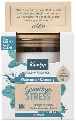Kneipp Vela perfumada para el estrés - Con menta de agua y aceite esencial de romero - Para un ambiente relajante en el hogar - 145 gramos