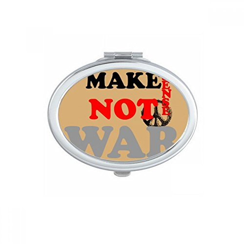 Make Sense Not War Love Peace World Oval Mirror Portable Fold Hand Makeup Double Side Glasses