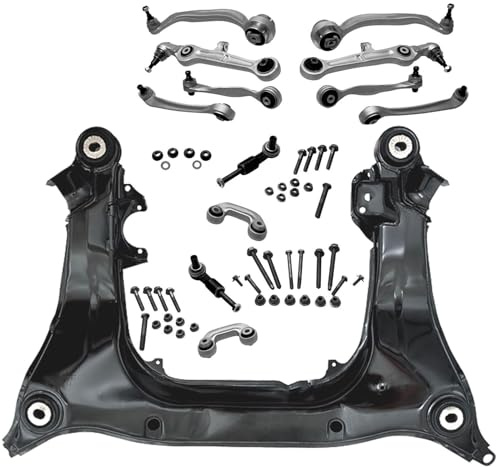 1x Achsträger 12-teiliger Querlenker Satz Vorderachse für Audi A4 8D2 B5 + Avant 8D5 B5 für A6 4B2 C5 + Avant 4B5 C5 für VW Passat 3B2 3B3 + Variant 3B5 3B6