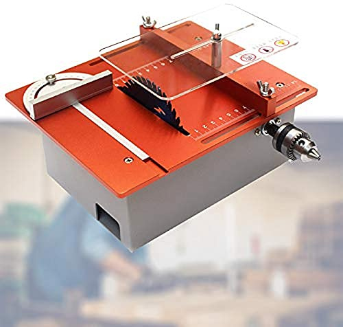 KUANDARMX Multi-angle Cutting Mini Desktop Circular Saw, Diy Model Table Saw,dual Motors,cutting Depth 0-30mm, Stepless Speed Regulationc Dual Motor Design, Orange, A