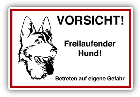 Vorsicht Hund Schild 20x30cm aus stabiler Hartschaumplatte in 3mm Stärke - mit UV-Schutz und witterungsbeständig