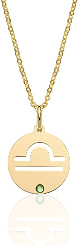 AKA Gioielli® – stjärntecken halsband 925 silver förgyllt med stjärntecken hänge och färgsten för kvinnor, Sterlingsilver Guld