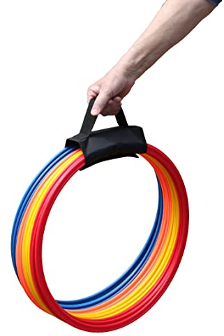 SPORTIKEL24 Koordinationsringe 16er-Set Bunt – ø 50 cm, flexibel & sicher – Trainingsringe mit Tragehalter für Agility, Hundesport, Fitness & Schule