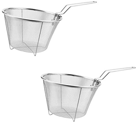 Housoutil Friggitrice Acciaio Inossidabile Piccolo Contenitore per Patatine Fritte Snack Scolare Pasta Utensili Cucina Riutilizzabile Filtro per Friggere Cipolle Gamberetti
