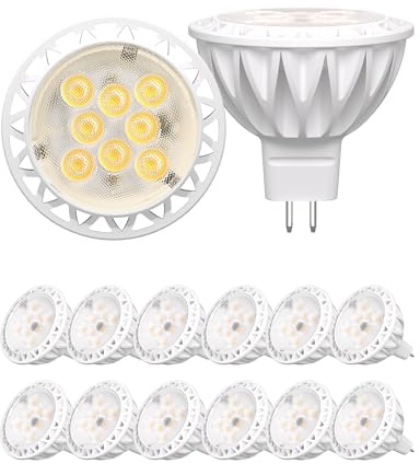 GOHDLAMP 12 Pack MR16 LED Bulbs, 50 Watt Equivalent Landscape Light Bulbs, 4000K Neutral White 5W GU5.3 MR16 12V Spotlight Bulb, 38 Degree Beam Angle for Landscape, Recessed, Track Lighting