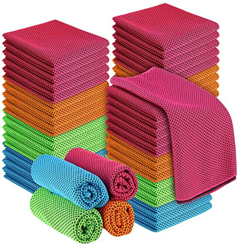 50 Stück kühlendes Handtuch, 101.6x30.5 cm, Eishandtuch, Yoga-Handtuch, Fitnessstudio-Zubehör, cooles Wandern, Geschenke, weich, atmungsaktiv, kühl, für Hals, Sport, Laufen, Workout, Camping, Golf