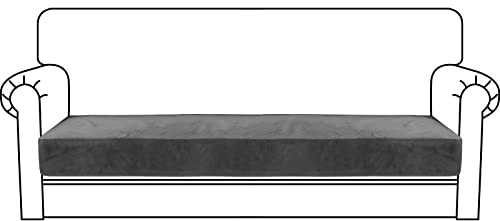 CHELZEN Velluto Coprisedile per divano, Copriseduta Divano Elasticizzato, Soft Cuscino Protezione Divano Sedile Lavabile (3 Posti, Grigio)