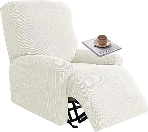 Sesselschoner für Relaxsessel 4-Teilig Alleine Waschen mit Seitentasche,Fernsehsessel Bezug Separat Gereinigt Stretch Husse Relaxsessel Sesselbezug Stretch,Elasthan ( Color : #42 , Size : 1 Sitzer )