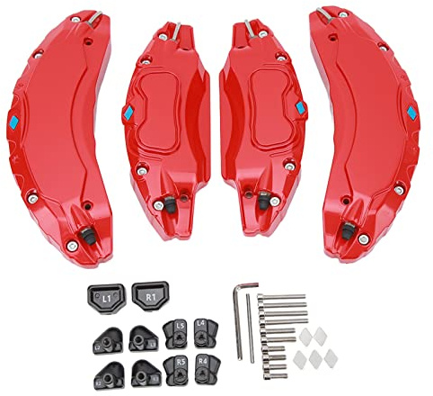 Aluminium-Bremssattelabdeckungen für 4er-Set – Sportlicher und Modischer Ersatz für 18-Zoll- und 19-Zoll (Rot)
