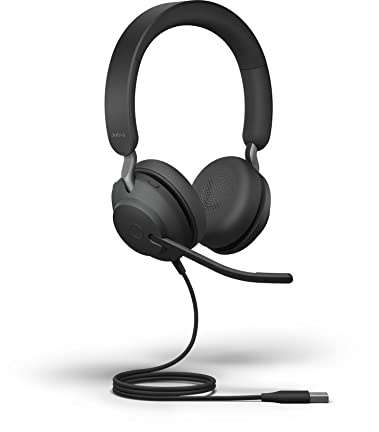 Jabra Evolve2 40 SE Wired Stereo Noise-Cancelling Headset - Features 3-Mic Call Technology and USB-A Cable - Works with All Leading Unified Communications Platforms Such as Zoom & Google Meet - Black