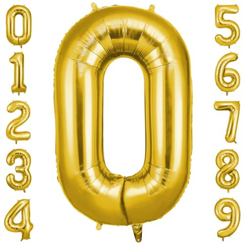 OFFCUP Palloncini Compleanno Dorati 101 CM, Palloncino Numero 0, Foil Palloncini Numeri, Giganti Palloncini Numeri, Decorazioni Festa Compleanno, Gonfiabili Pallone per Anniversario