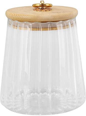 Juego de Tarros de Vidrio para Almacenamiento, Bote de Té de Vidrio de 580 Ml, Recipiente de Almacenamiento Transparente con Tapa de Bambú, Botes de Vidrio Transparente para Despensa, Cocina, Harina,