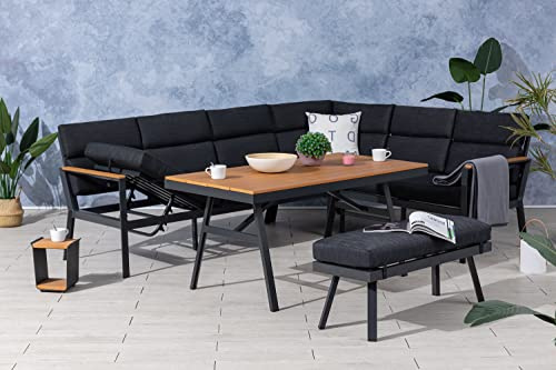 Gardissimo Hohe Dining Aluminium Eck Lounge Set Nara Rechts | Inklusive XL Bank, Wasserabweisende Kissen