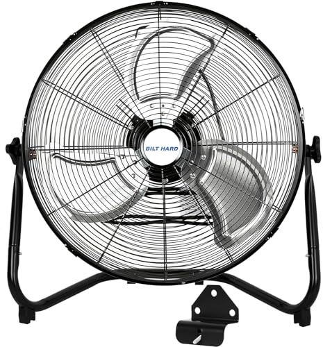 BILT HARD 4650 CFM 20 High Velocity Floor Fan, 3-Speed Heavy Duty Metal Fan with Wall-Mounting System, Industrial Shop Fan for Commercial, Garage, and Greenhouse
