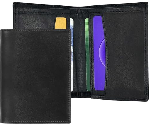 Trowik Leather Slim Bifold Card Holder Wallet for Men with Cash Pocket – RFID Blocking Wallet for Cards & Cash - Minimalist, Lightweight, Durable Wallet for Everyday Use - Black