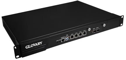 Glovary 19 Zoll Firewall Rackmount N305, 2 x 82599ES 10GbE SFP+, 4 x i226V 2.5GbE LAN, 19 OPNsense Router Appliance, DDR5 16GB RAM 512GB SSD, 1U AES-NI Hardware, HD+VGA Dual Display, 2 x Power