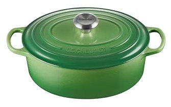 Le Creuset Signature 21178274082430 - Cacerola ovalada con tapa, 27 cm de diámetro, apta para todo tipo de fuegos e inducción, volumen: 4,1 l, 4,425 kg, bambú