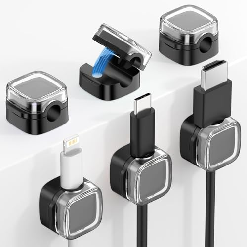 MoKo 6Stück Magnetische Kabelschellen,Organizer Kabelmanagement,Schwarz