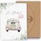 Premium Hochzeitskarte mit Umschlag aus Kraftpapier -Karte Hochzeit Modern, Glückwunschkarte Hochzeit Edel Personalisiert Schöne Hochzeit Geschenke für Brautpaar Hochzeitsauto Muster Klein(12x17cm)